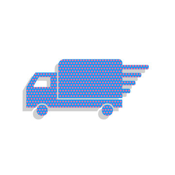 recommend clip art: Delivery sign illustration. Vector. Neon blue icon with cyclamen
