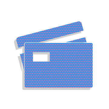 recommend clip art: Credit Card sign. Vector. Neon blue icon with cyclamen polka dot