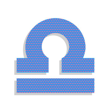 recommend clip art: Libra sign illustration. Vector. Neon blue icon with cyclamen po