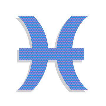 recommend clip art: Pisces sign illustration. Vector. Neon blue icon with cyclamen p