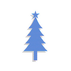New year tree sign. Vector. Neon blue icon with cyclamen polka d