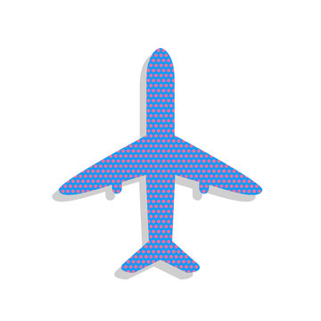 recommend clip art: Airplane sign illustration. Vector. Neon blue icon with cyclamen
