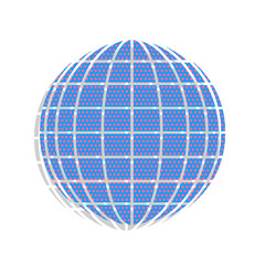 Earth Globe sign. Vector. Neon blue icon with cyclamen polka dot