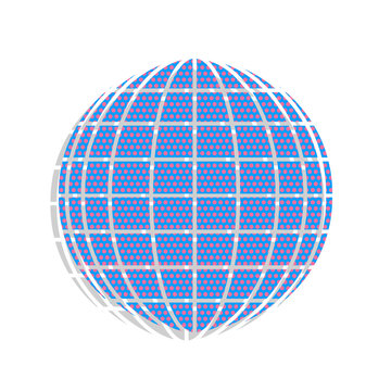 recommend clip art: Earth Globe sign. Vector. Neon blue icon with cyclamen polka dot
