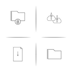 Files And Folders, Sign simple linear icons set. Outlined vector icons