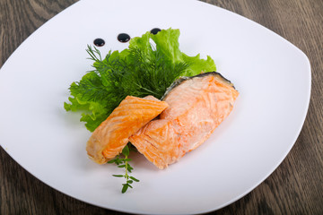 Steamed salmon