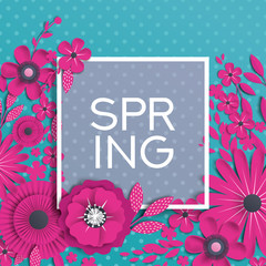 spring paper flowers with realistic shadow to banner or promotions. Background with anemones can be used for a magazine, web, advertising.

