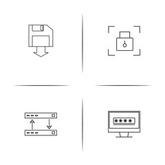 Internet Security simple linear icons set. Outlined vector icons