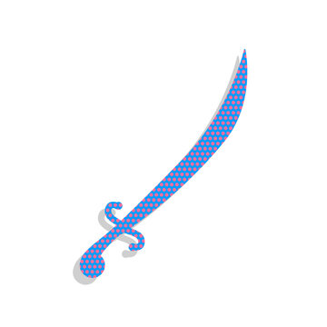 recommend clip art: Sword sign illustration. Vector. Neon blue icon with cyclamen po