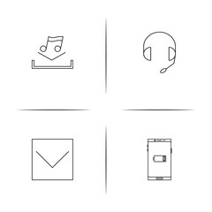 Music simple linear icons set. Outlined vector icons