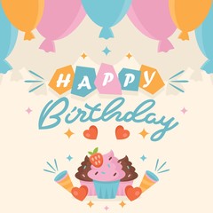 Birthday vector logo icon illustration
