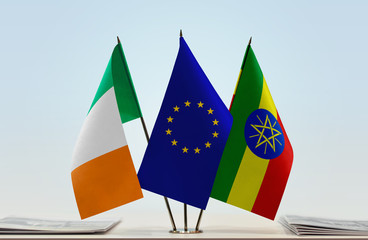 Flags of Ireland European Union and Ethiopia