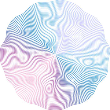 Abstract flowing wave surface of circle lines with colorful soft tone color palette on white background for design element, banner, background