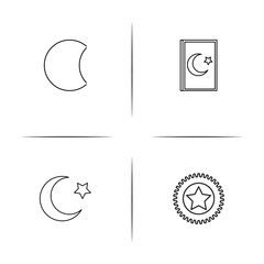 Religion simple linear icons set. Outlined vector icons