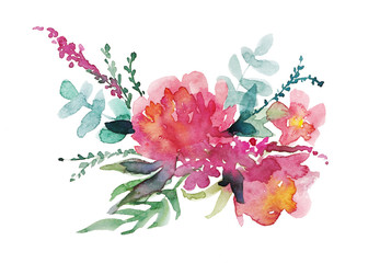 Floral design on a white background. Watercolor illustration