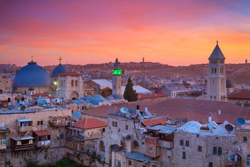 Fototapeta na wymiar Jerusalem. Cityscape image of old town of Jerusalem, Israel at sunrise.