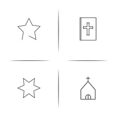 Religion simple linear icons set. Outlined vector icons