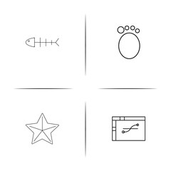 Animals simple linear icons set. Outlined vector icons