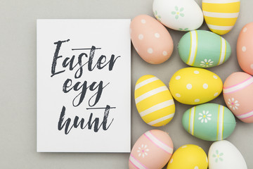 Colourful easter eggs with a handwritten easter message