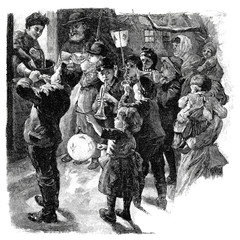 Kinder machen Weihnachtsmusik auf der Straße - 197729234