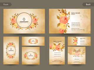 Horizontal business card with front and back presentation.