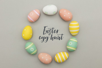 Colourful easter eggs with a handwritten easter message