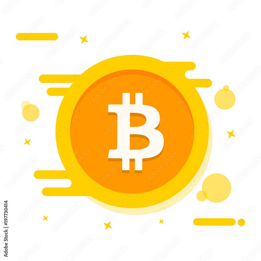 Aufkleber flat bitcoin symbol on abstract background.