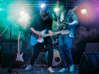 Performance of the rock band.