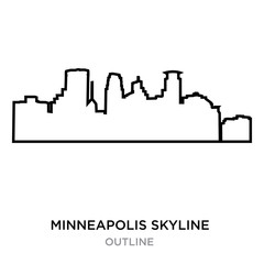 minneapolis skyline outline on white background, vector illustration