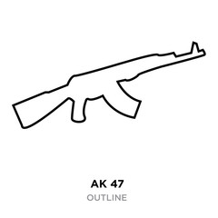 ak47 outline on white background, vector illustration