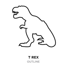 t rex outline on white background, vector illustration