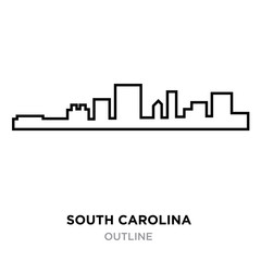 south carolina outline on white background, vector illustration