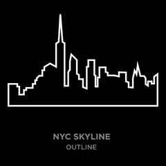 Fototapeta premium white border nyc skyline outline on black background, vector illustration