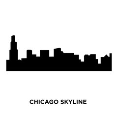 Naklejka premium chicago skyline silhouette on white background, vector illustration