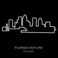 white border florida outline png on black background, vector illustration