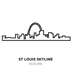 st louis skyline outline on white background, vector illustration