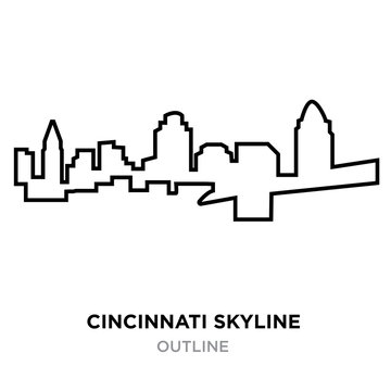 cincinnati skyline outline on white background, vector illustration