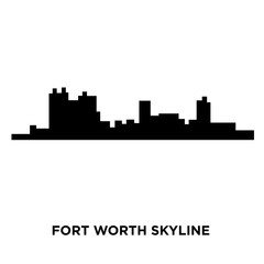 Fototapeta premium fort worth skyline silhouette on white background, vector illustration