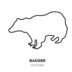 badger outline on white background, vector illustration