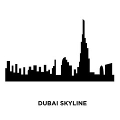 dubai skyline silhouette on white background, vector illustration