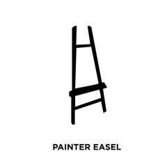 painter easel silhouette on white background, vector illustration