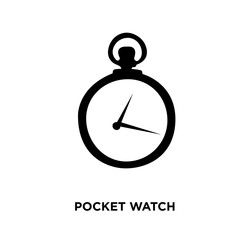 pocket watch silhouette on white background, vector illustration
