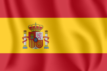 Obraz premium Flag of Spain. Realistic waving flag of Kingdom of Spain. Fabric textured flowing flag of Spain.