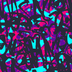 Vector graffiti seamless pattern with abstract colorful bright t © vanzyst