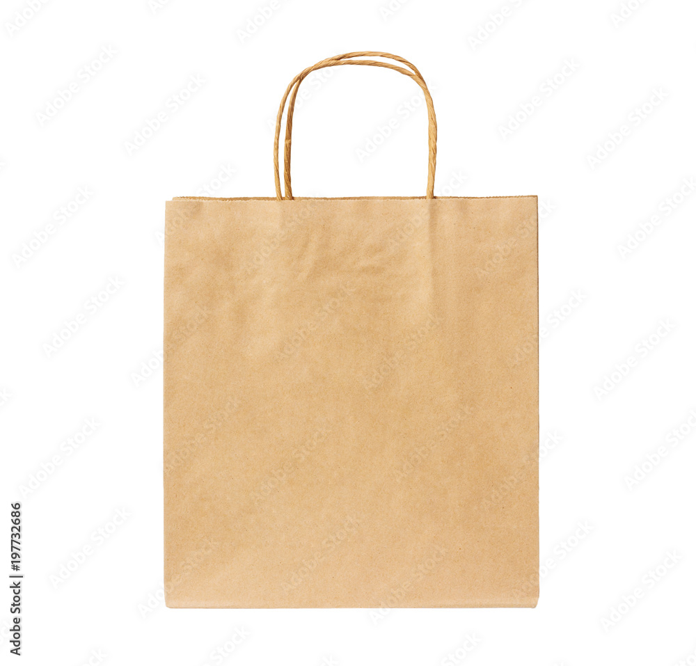 Wall mural recycled paper shopping bags on white background