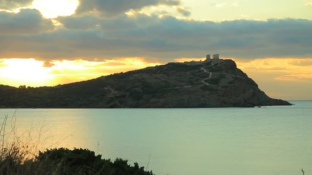 Greek temple of Poseidon at sunrise, Cape Sounio