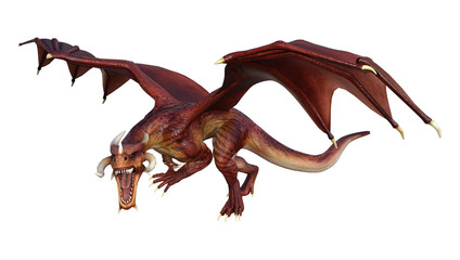 3D Rendering Fantasy Dragon on White