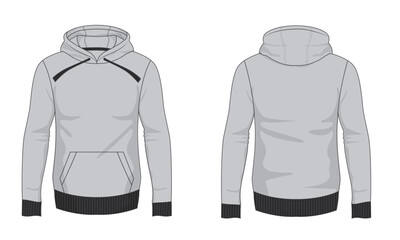 Hoodie Vector Template -Front and Back View - obrazy, fototapety, plakaty