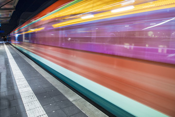 train with speed in train station