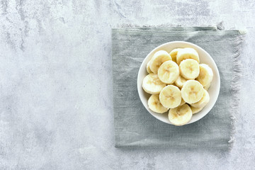 Banana slices in bowl.
